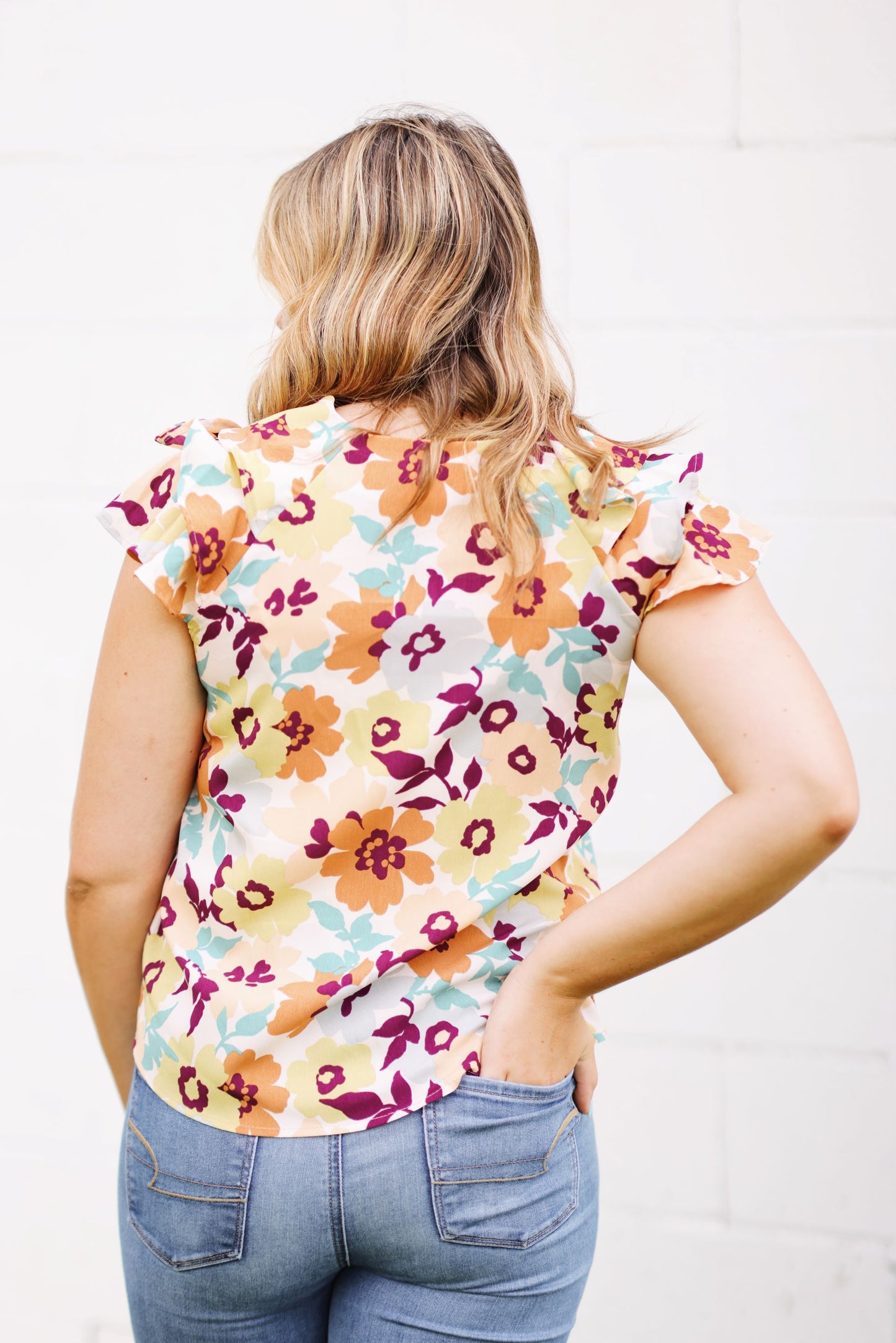 Fall Flowers Top-Ivory