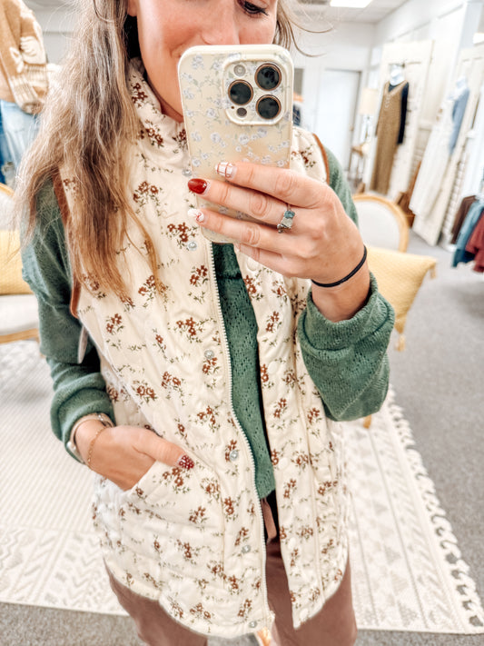 The Stitched Garden Puff Zip Vest (S-XL)