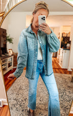The Wild & Free Embroidered Denim Button Up