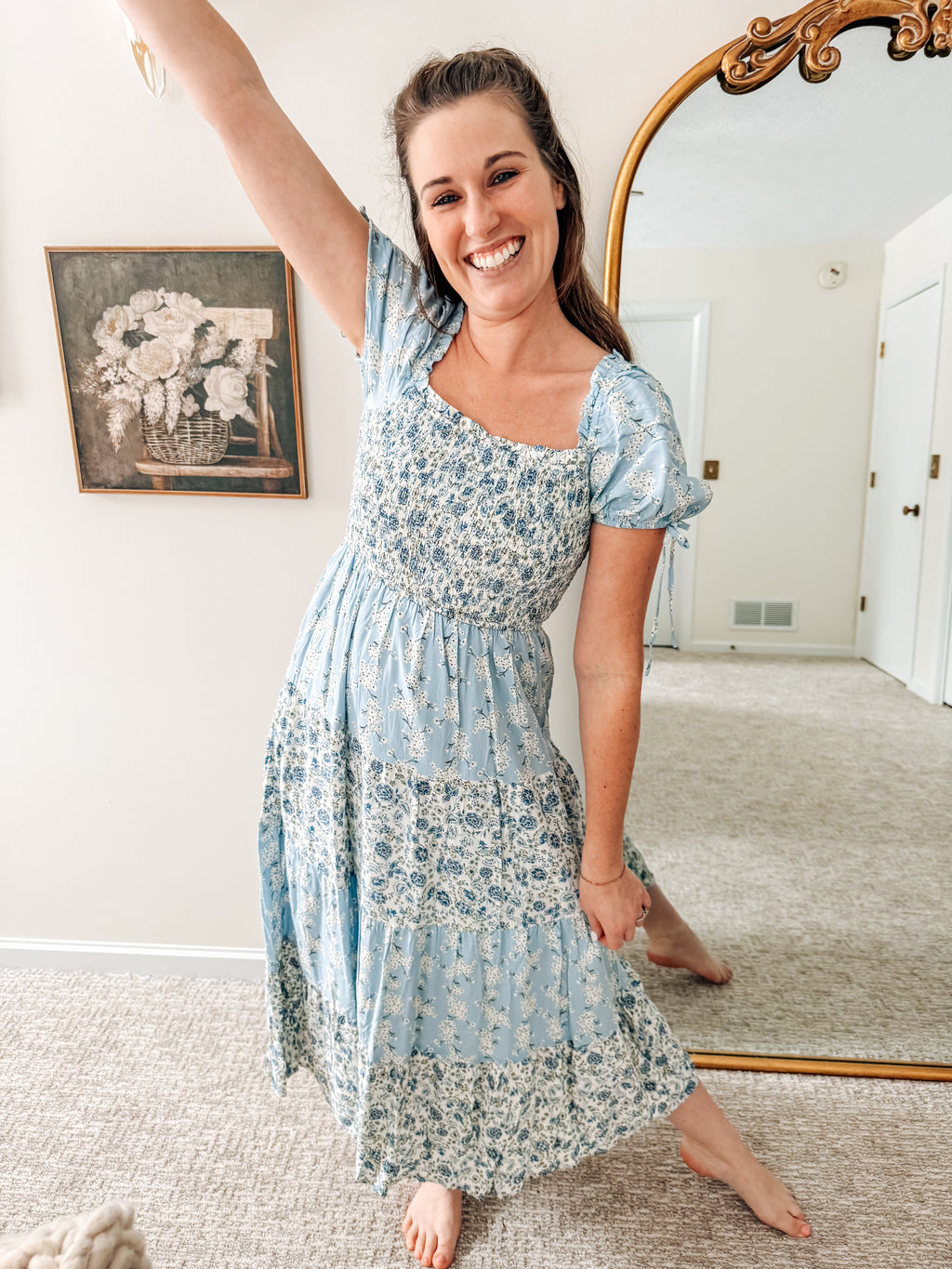 Whispers of Spring Midi Dress-Blue
