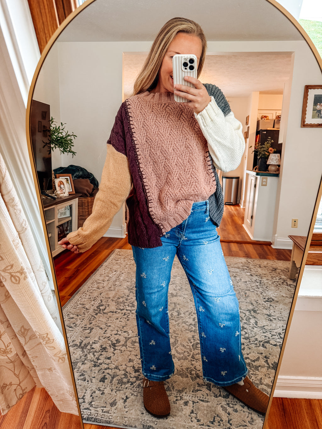 Color Me Cozy Color Block Cable Knit Sweater