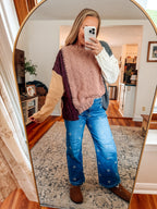 Color Me Cozy Color Block Cable Knit Sweater