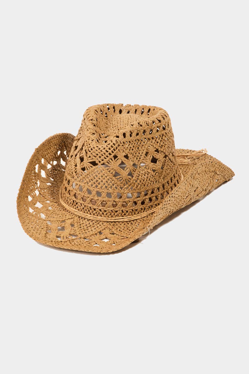 Western Straw Braided Cowboy Sun Hat