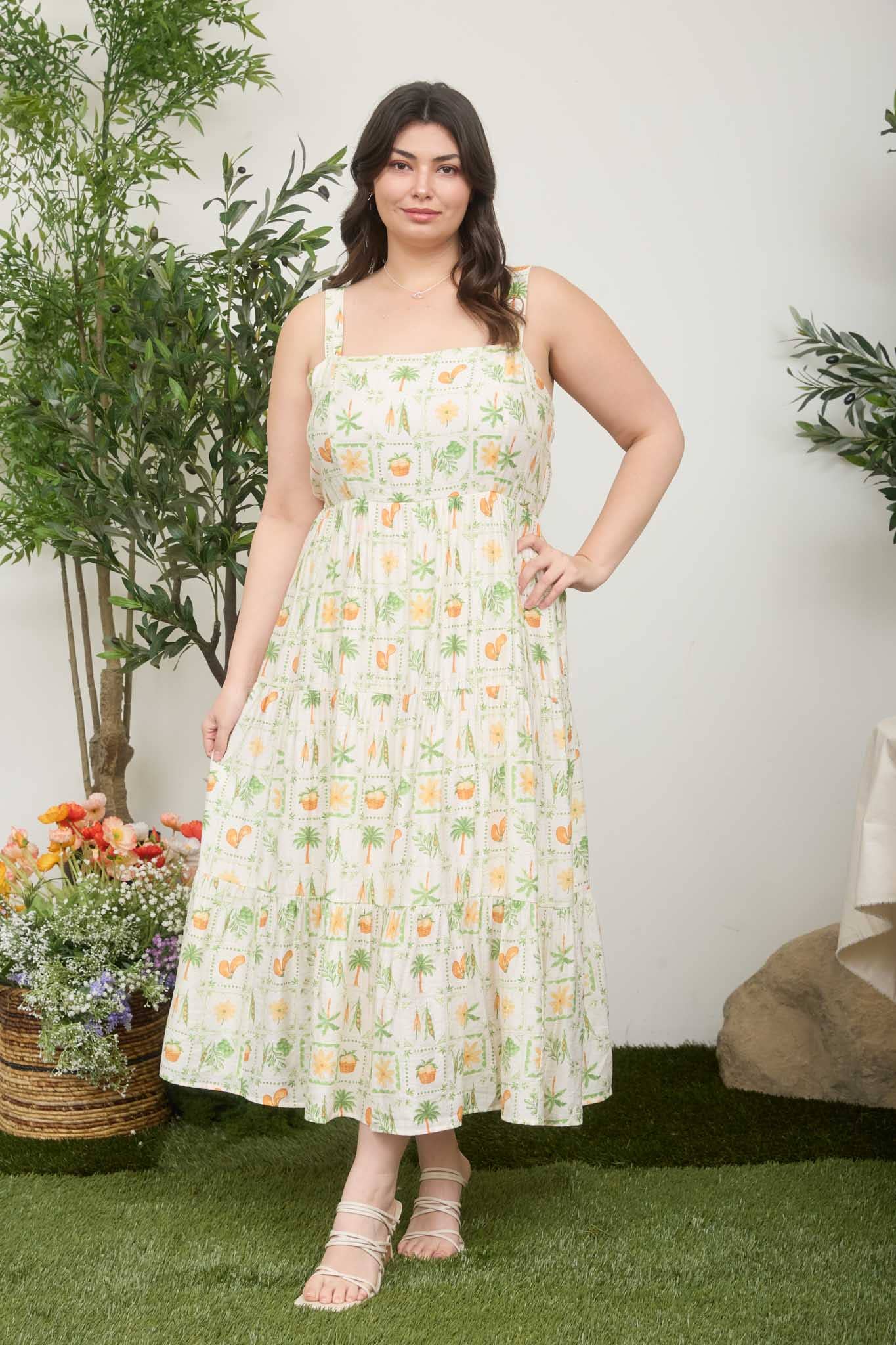 Paradise Smocked Tiered Midi Dress (S-3X)