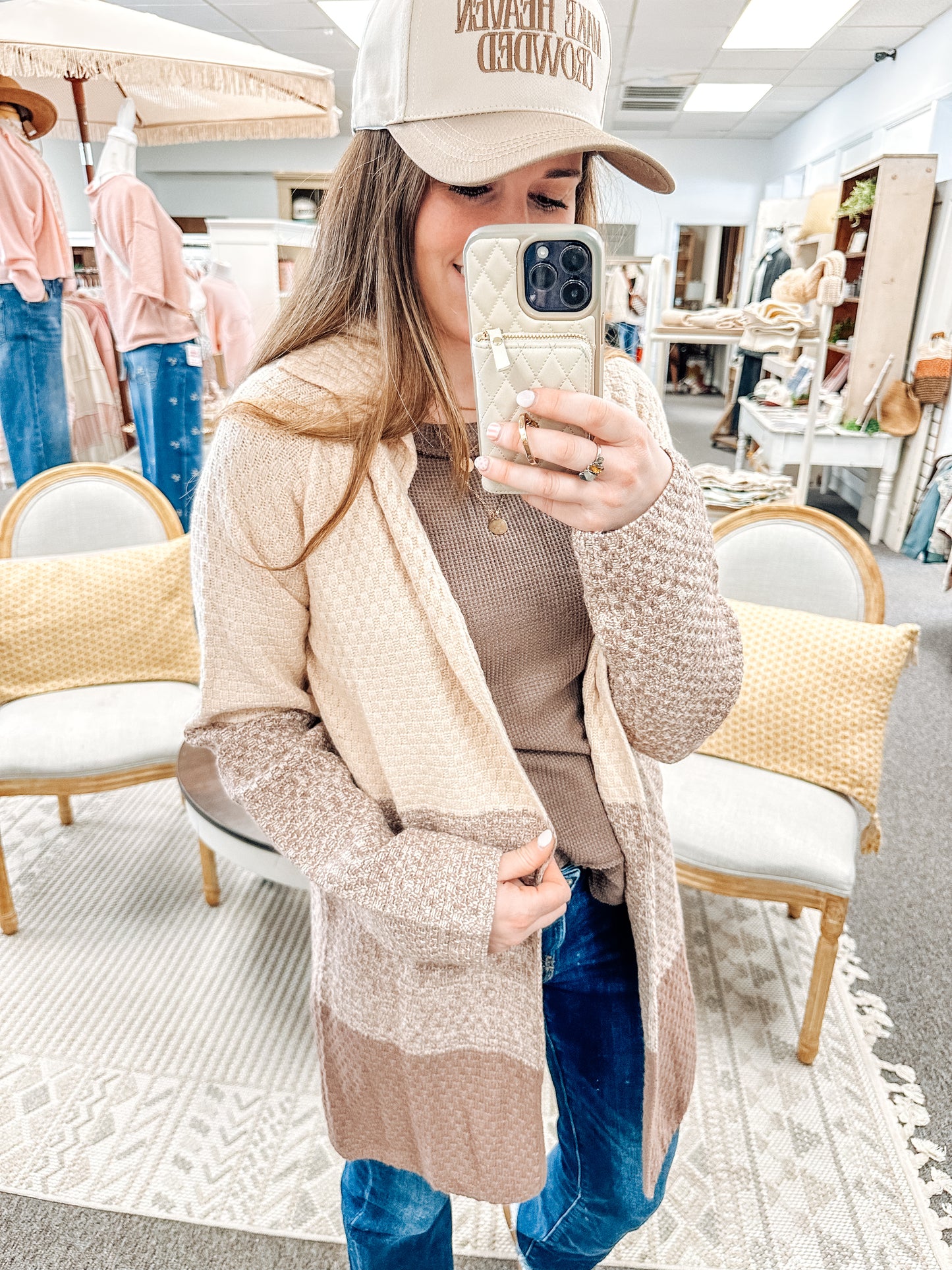 Winter Whispers Waffle Knit Cardigan