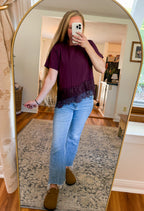 Everyday Asymmetrical Lace Trim Top