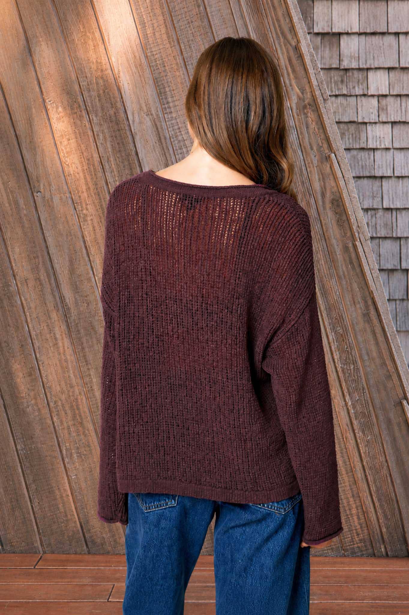 Dripping in Sangria Split Knit Top