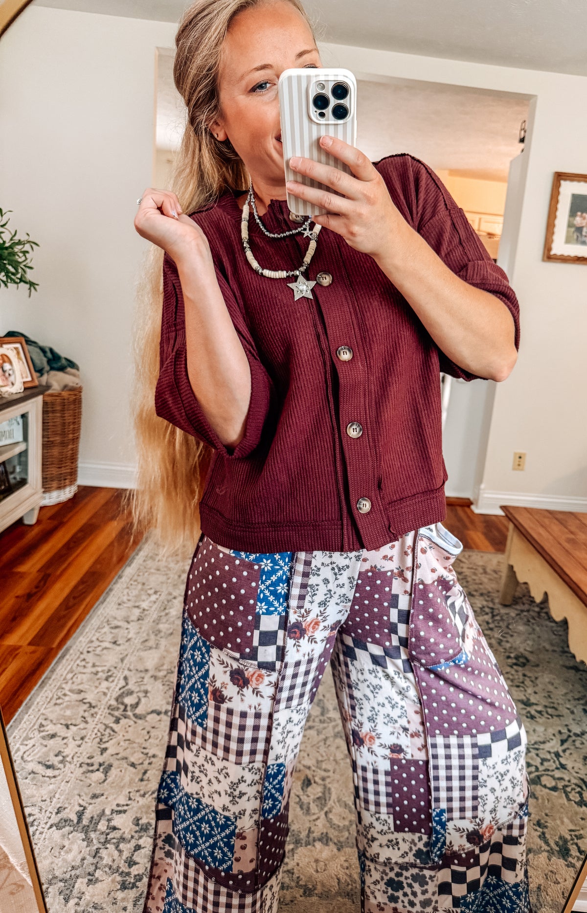 Tammy Textured Waffle Button Up (2 Colors)