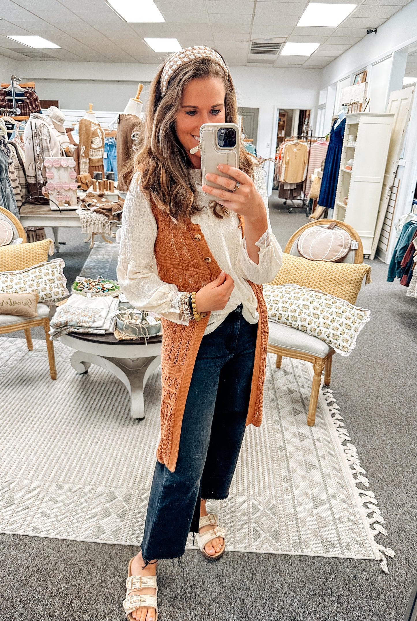 Stitched in Style Midi Duster-Terracotta