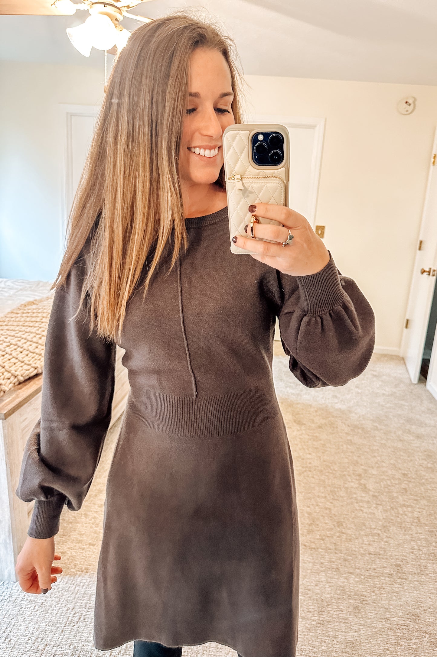 Timeless Knit Sweater Dress-Brown