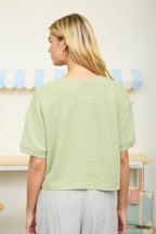 The Soft Classic Short Sleeve Cardigan-Green