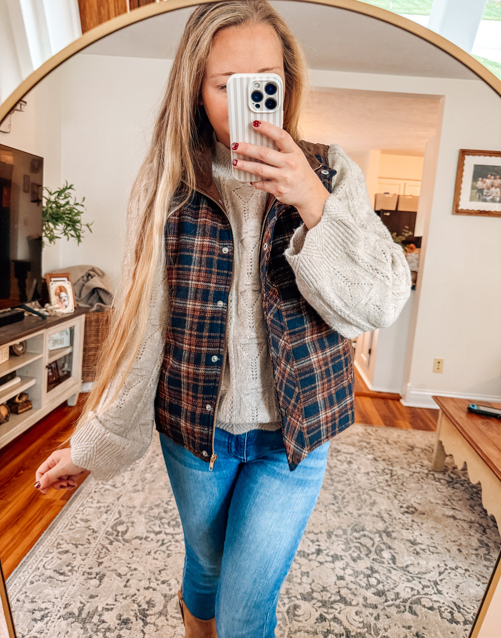 Small Town Charm Navy Plaid Vest