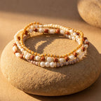 Pearl Accent Seed Bead Stretch Bracelet Set