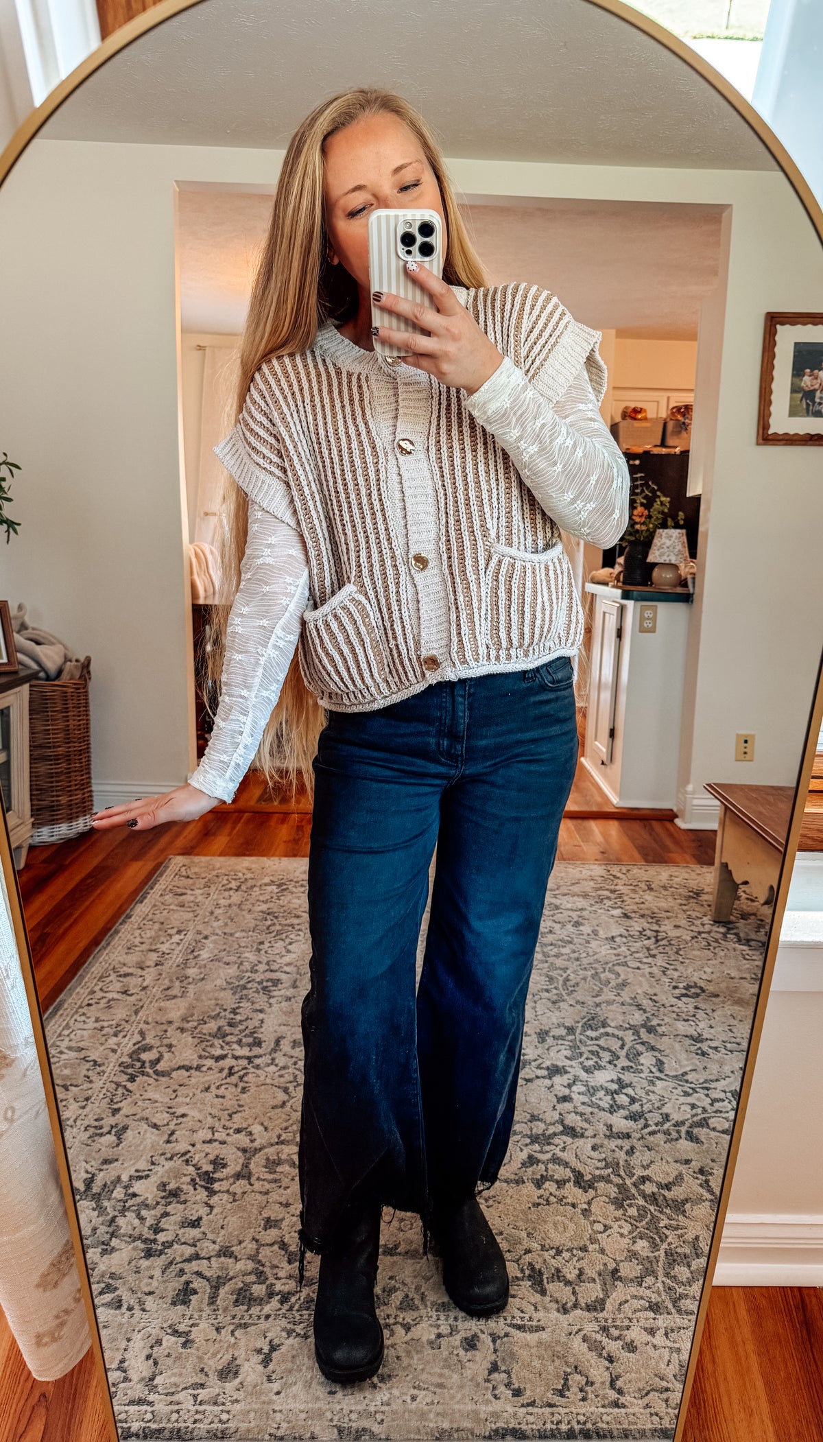 Oatmeal Cream Ribbed Knit Sweater Cardigan