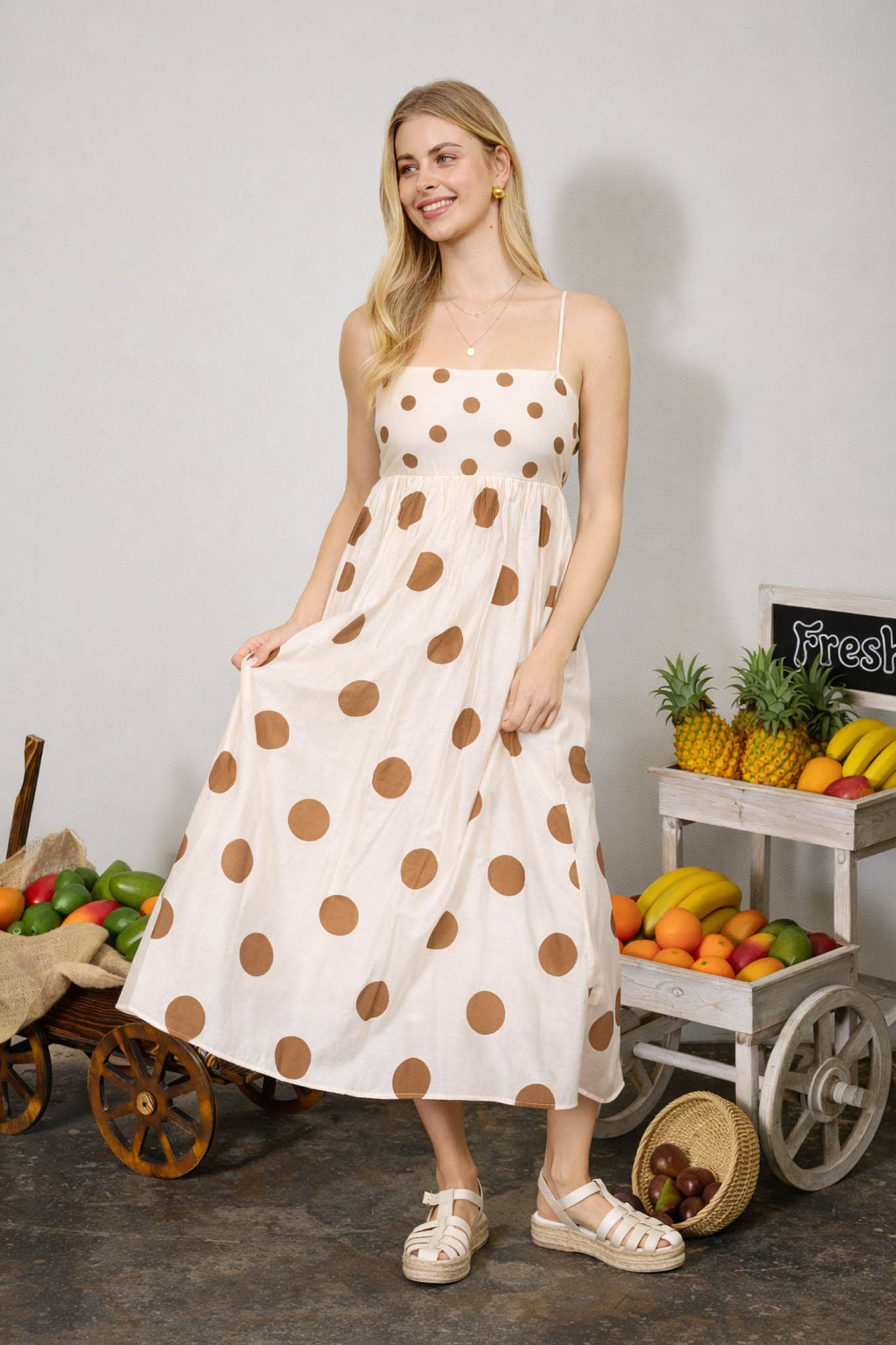 The Darling Dot Dress-Brown