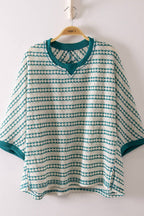 Tiff Textured Stripe Knit Top: Green