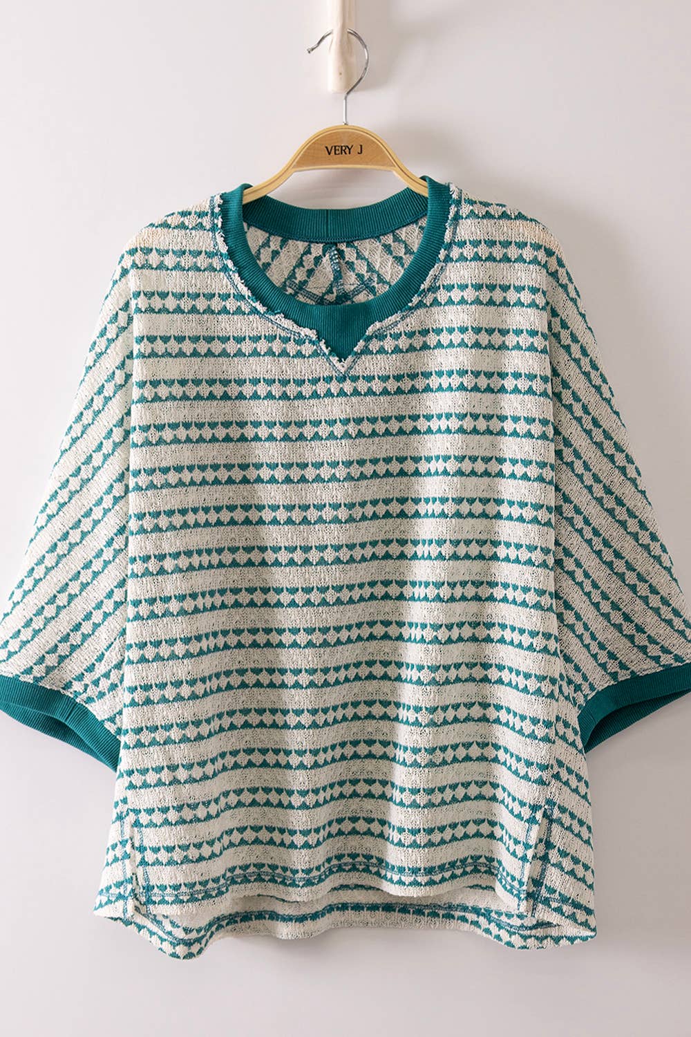 Tiff Textured Stripe Knit Top: Green