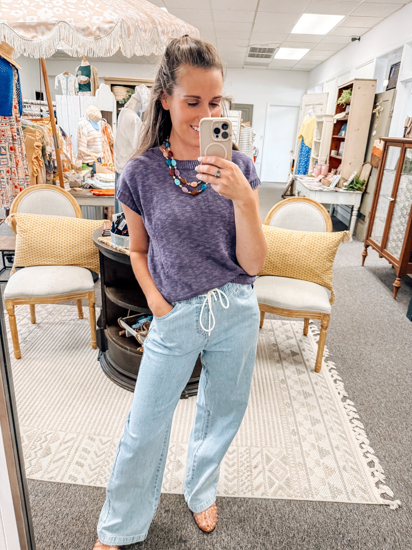 Plum Crazy Knit Crew Neck Top