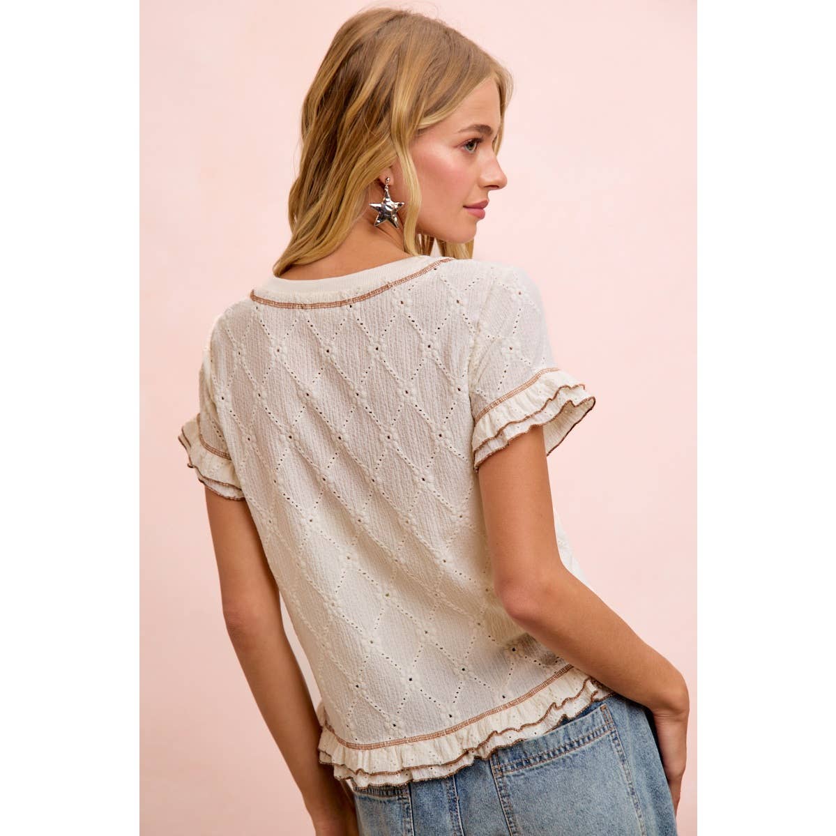 The Eileen Eyelet Short Sleeve Top (S-XL)