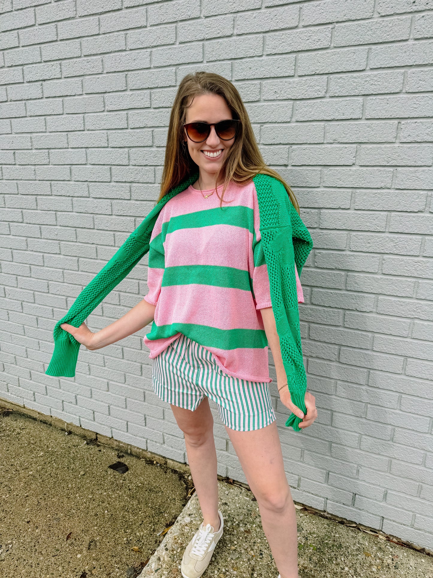 Green Glow Open Knit Cardigan