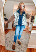Cozy In Bloom Floral Sherpa Corduroy Vest