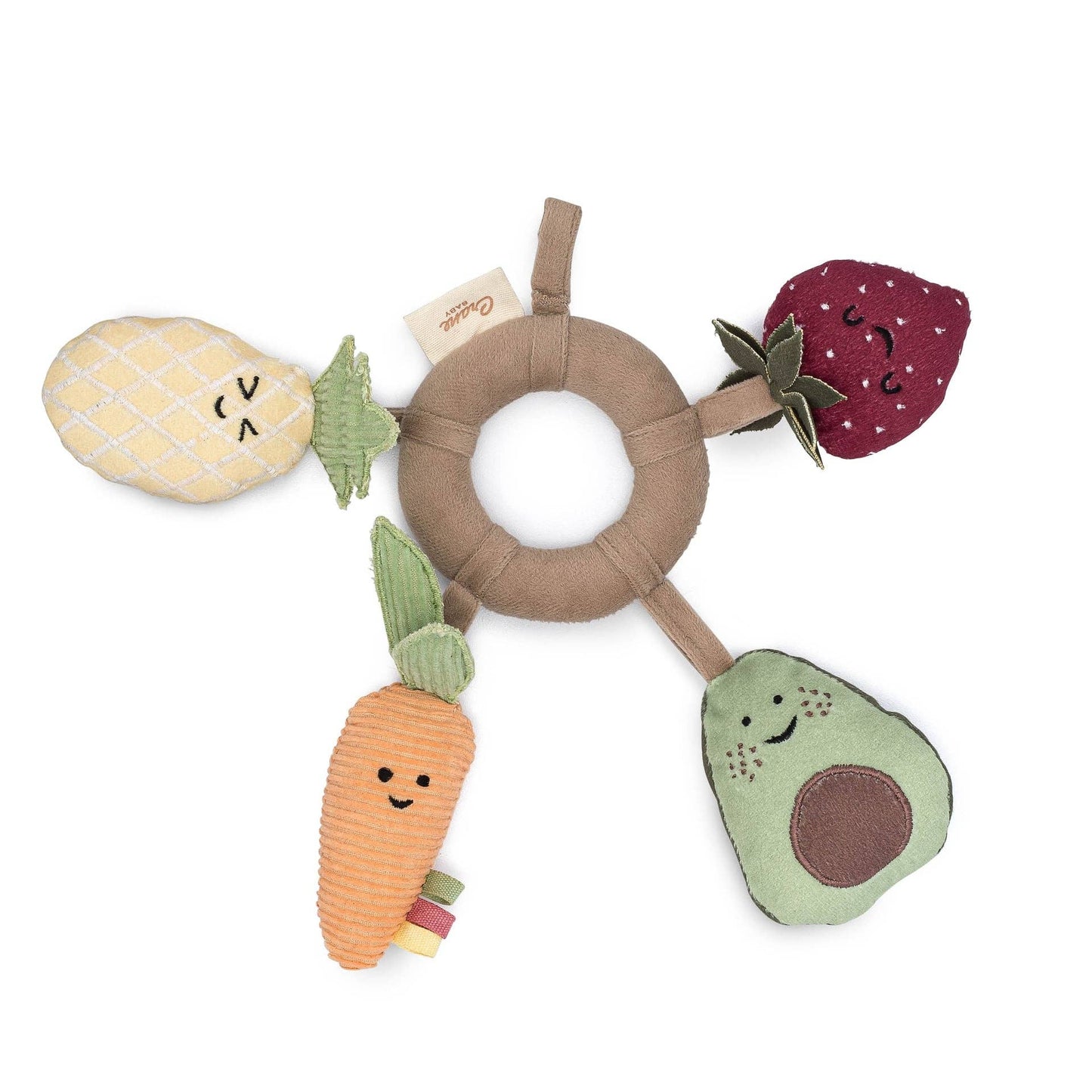 Clementine Fruits & Veggies Soft Plush Activity Ring: Clementine Fruits & Veggies / White / Baby Toy