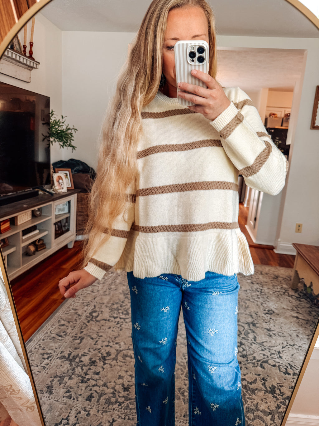 Sweet & Striped Peplum Knit Sweater