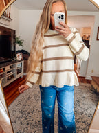 Sweet & Striped Peplum Knit Sweater