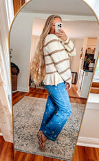 Sweet & Striped Peplum Knit Sweater