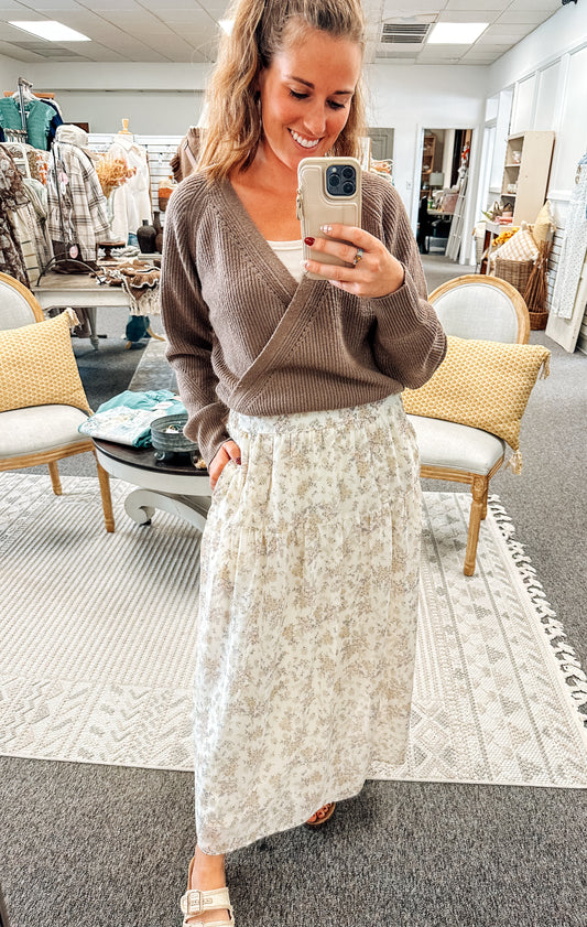 Toffee Wrap Knit Sweater