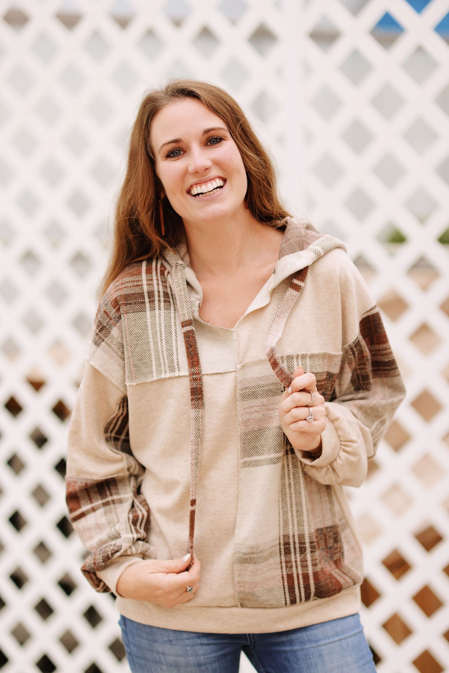 Rustic Plaid Hooded Sweater (S-XL)