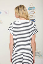 Call Me Stripey Collared Knit Top-Black
