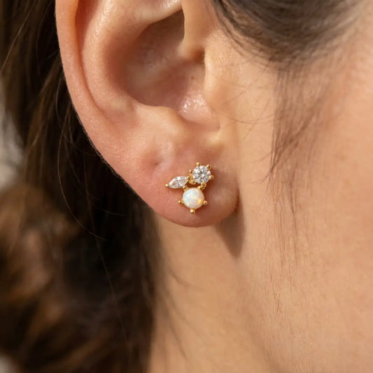 Mini Triple Rhinestone Stud Earring