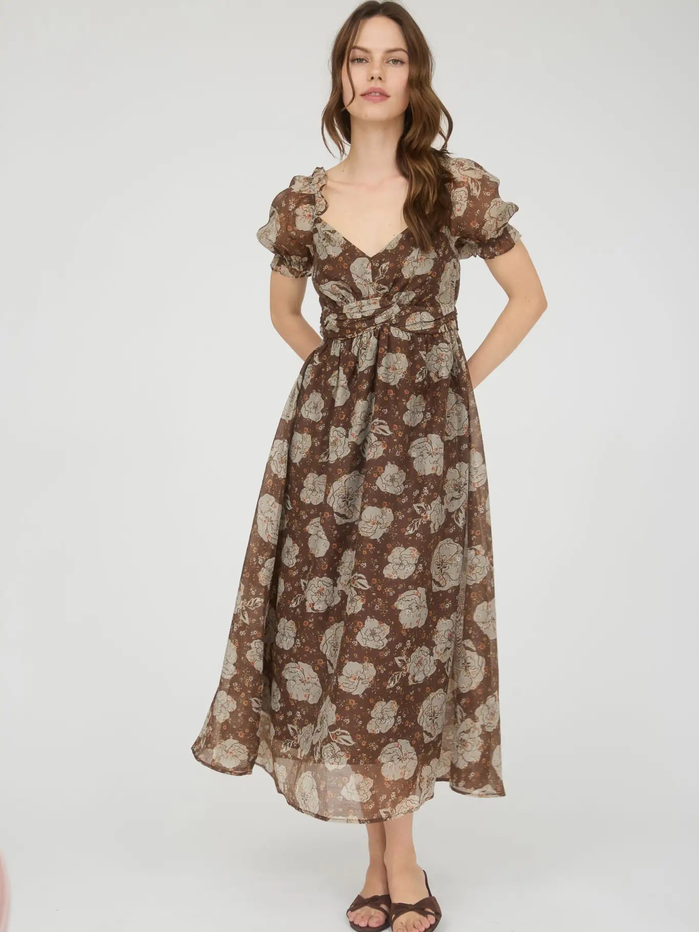 Chestnut Florals Sweetheart Dress