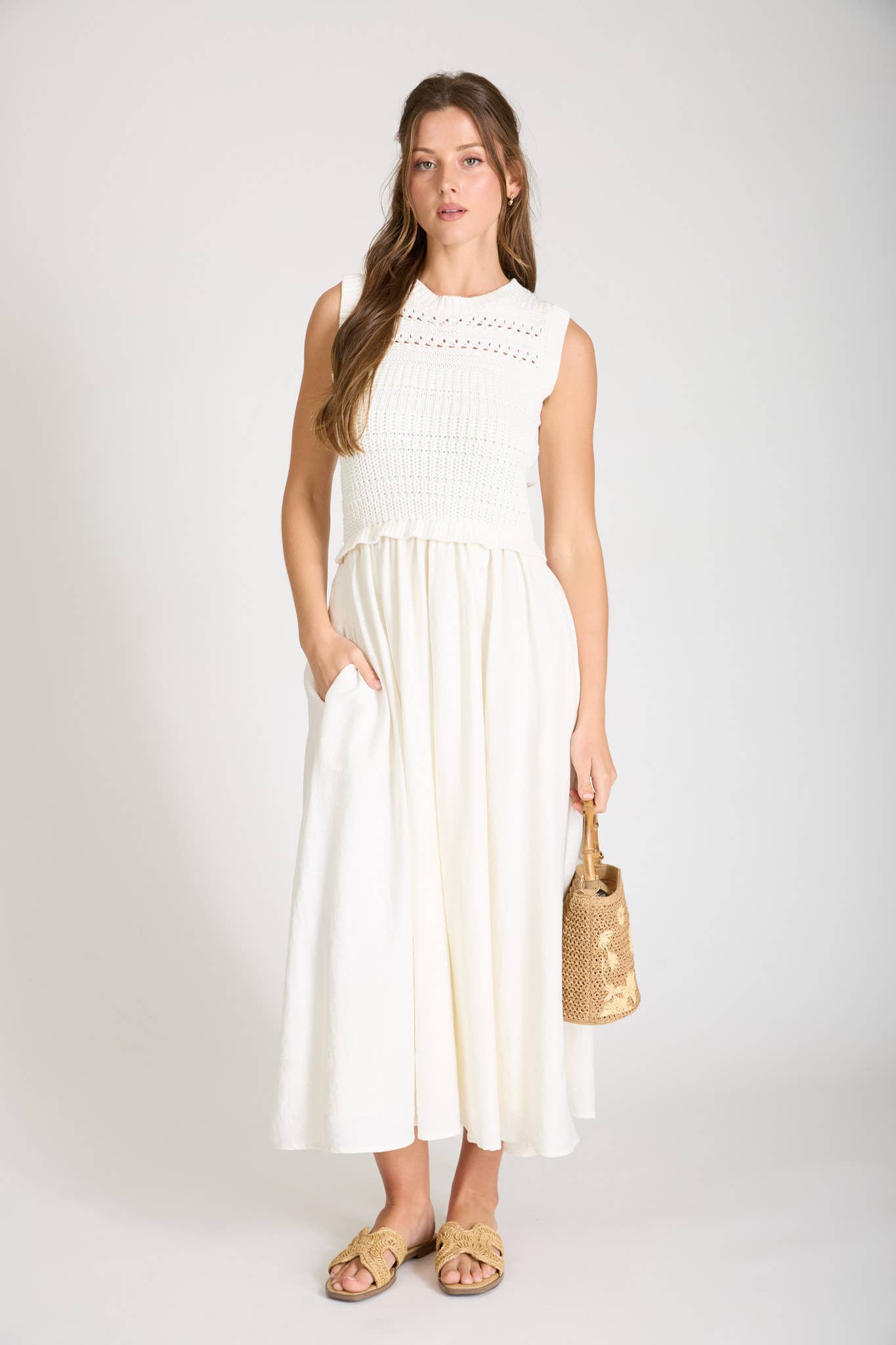 Pure Grace Smocked Sleeveless Dress