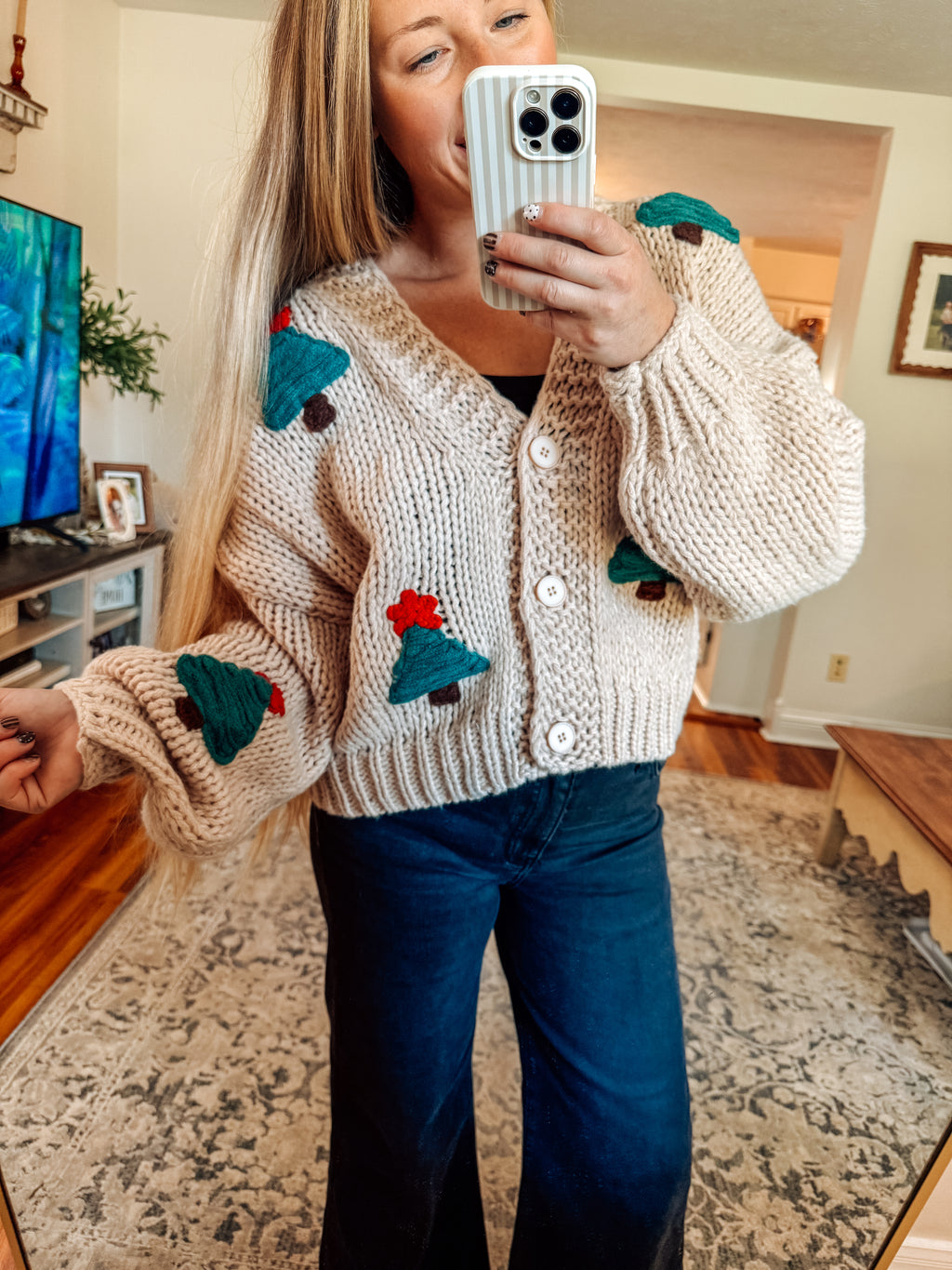 O Christmas Tree 3D Appliqué Cardigan
