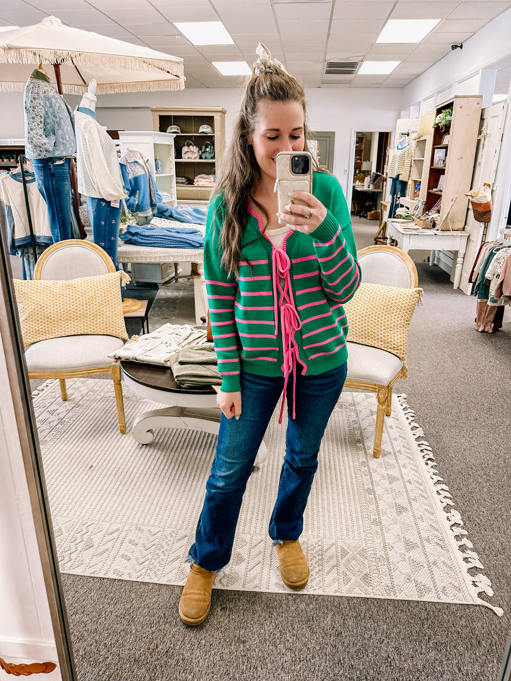Fresh Picked Front Tie Cardigan-Green
