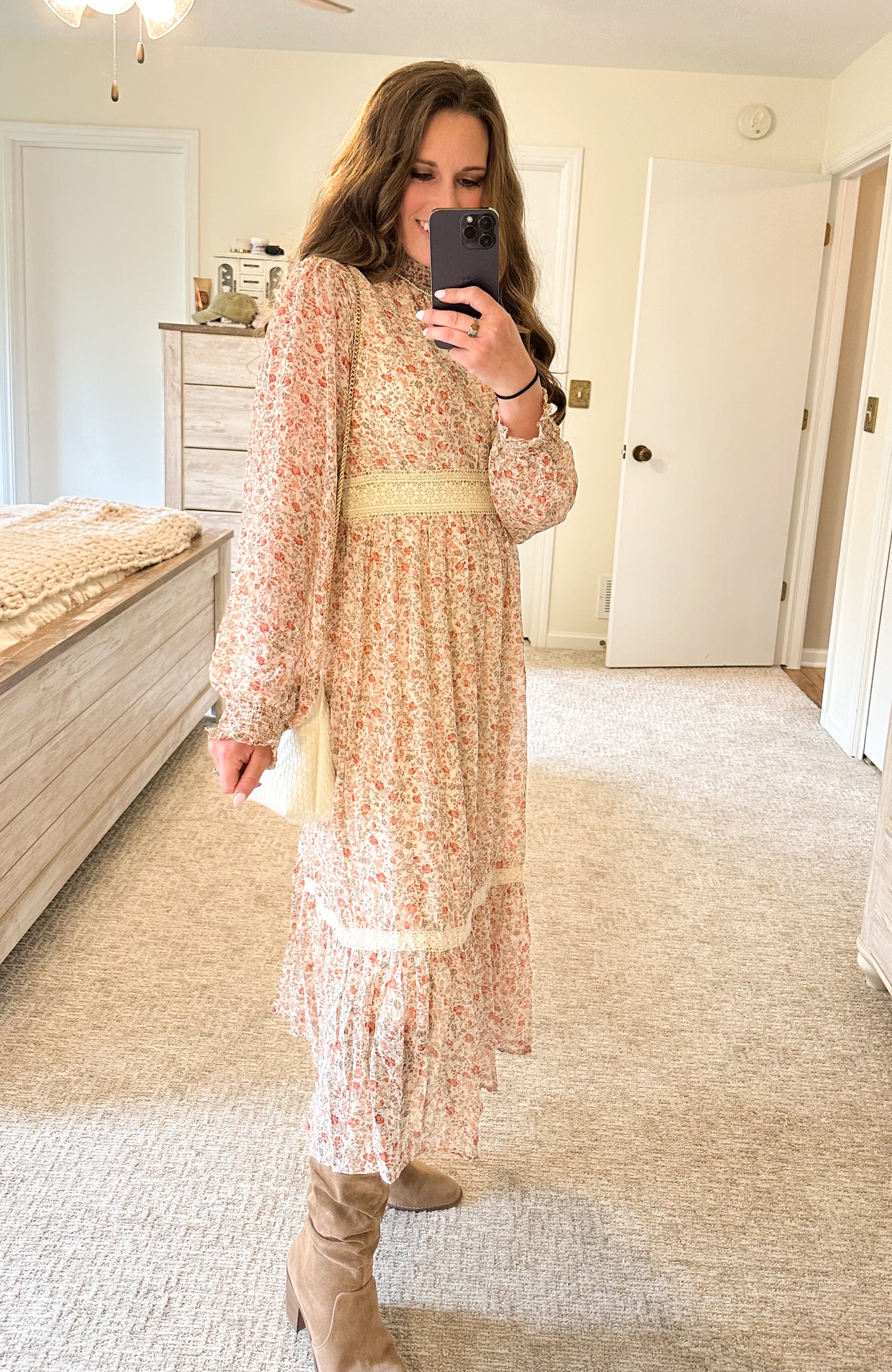 The Polished Poet Midi Dress-Taupe