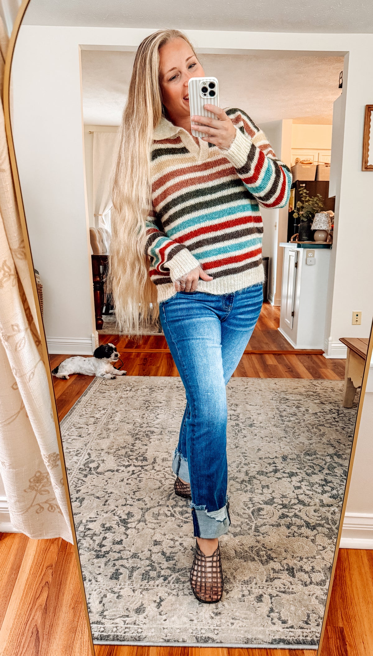 Autumn Day Striped Collared Sweater (S-XL)