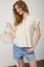 Dotted to Perfection Short Sleeve Top (S-3X)