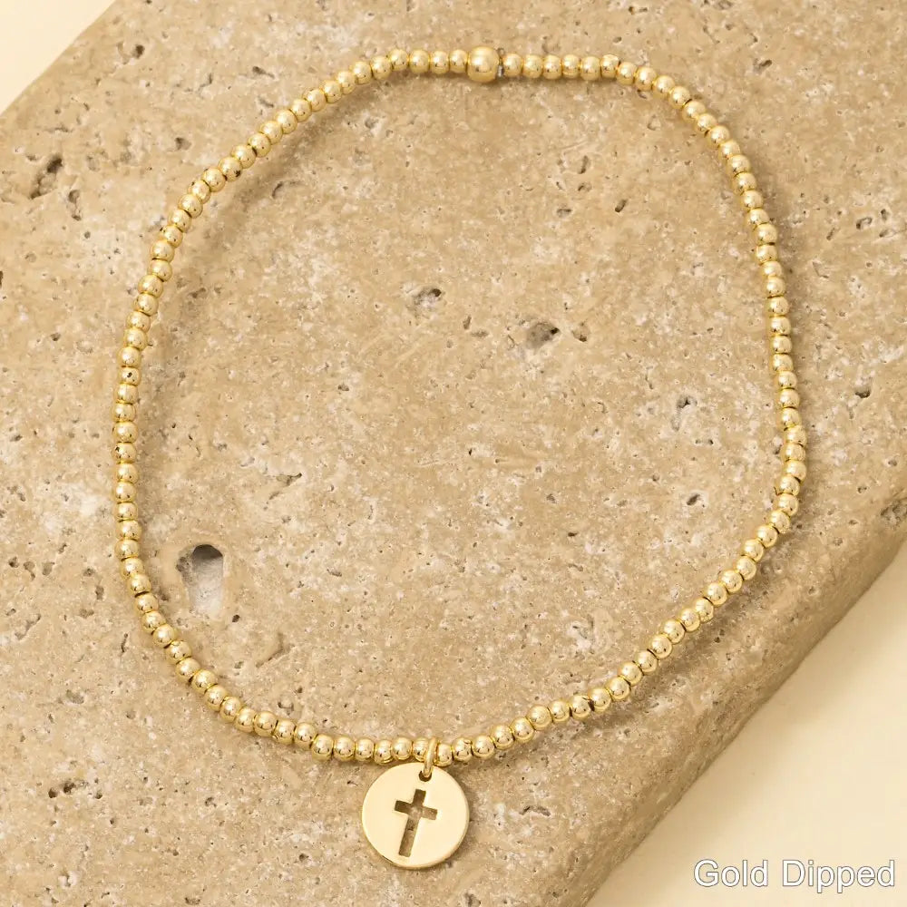 Cross Coin Charm Bracelet