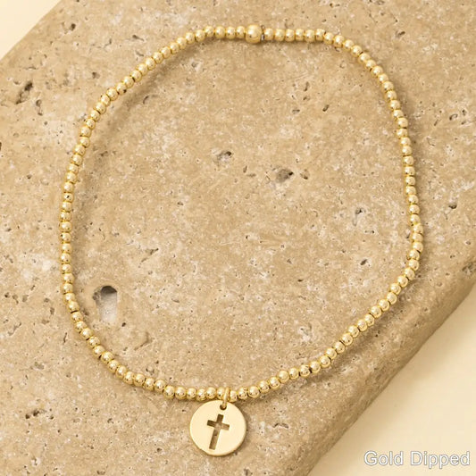 Cross Coin Charm Bracelet
