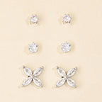 3 Pair Solitaire Earring Set