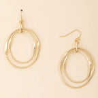 Matte Twisted Double Oval Hoop Drop Earrings