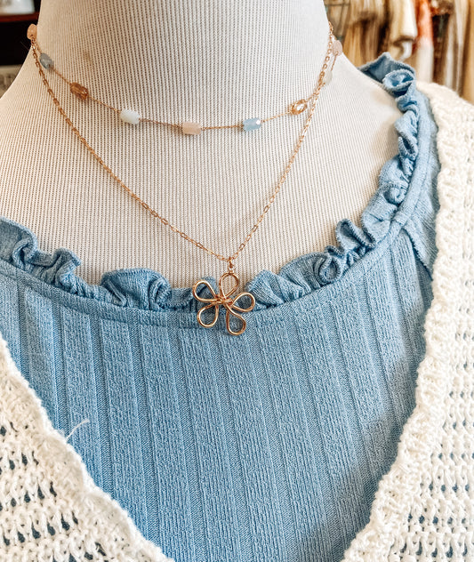 Wired For Flowers Layered Necklace