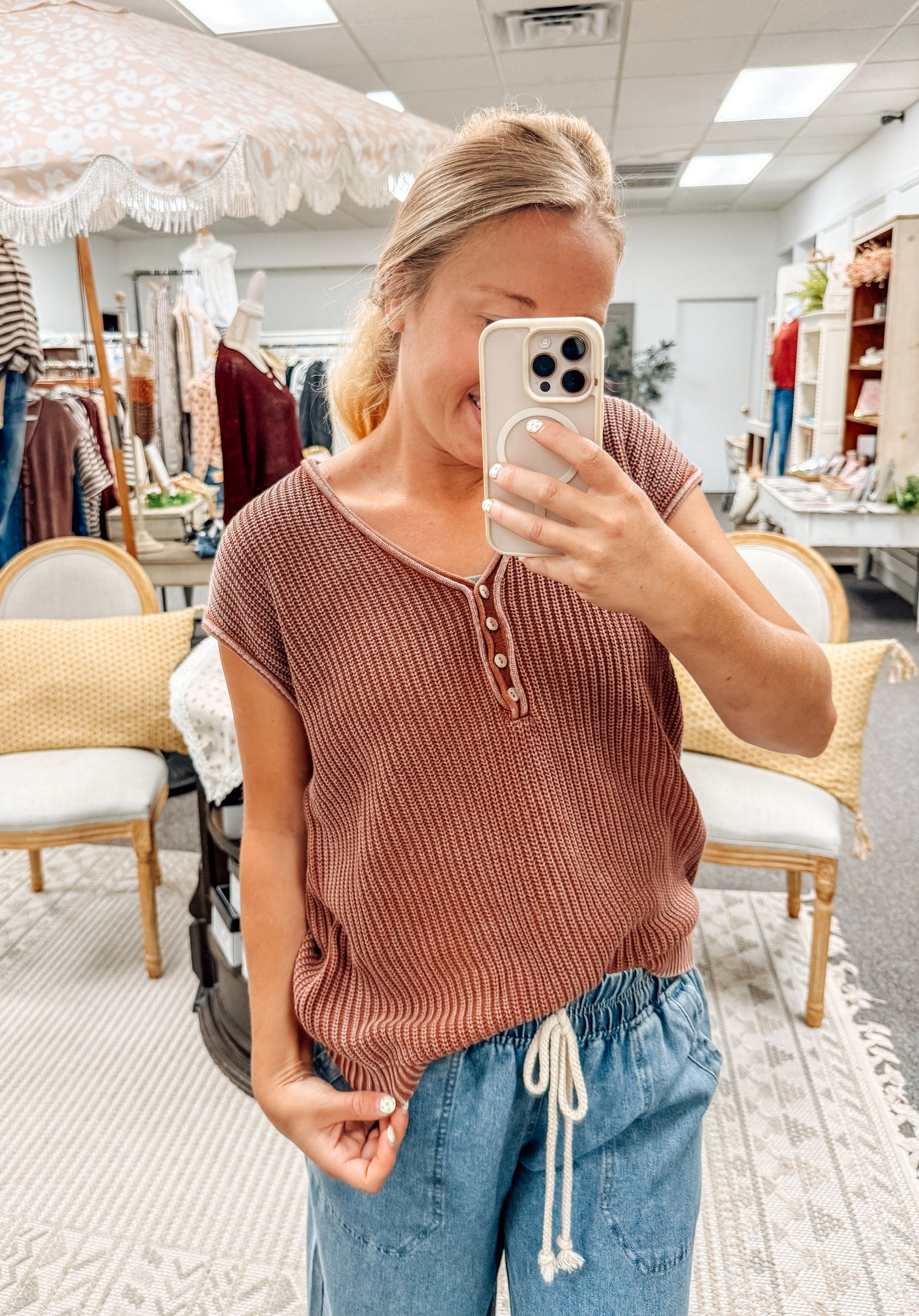 Bonfire Nights Henley Sweater Top (2 colors)
