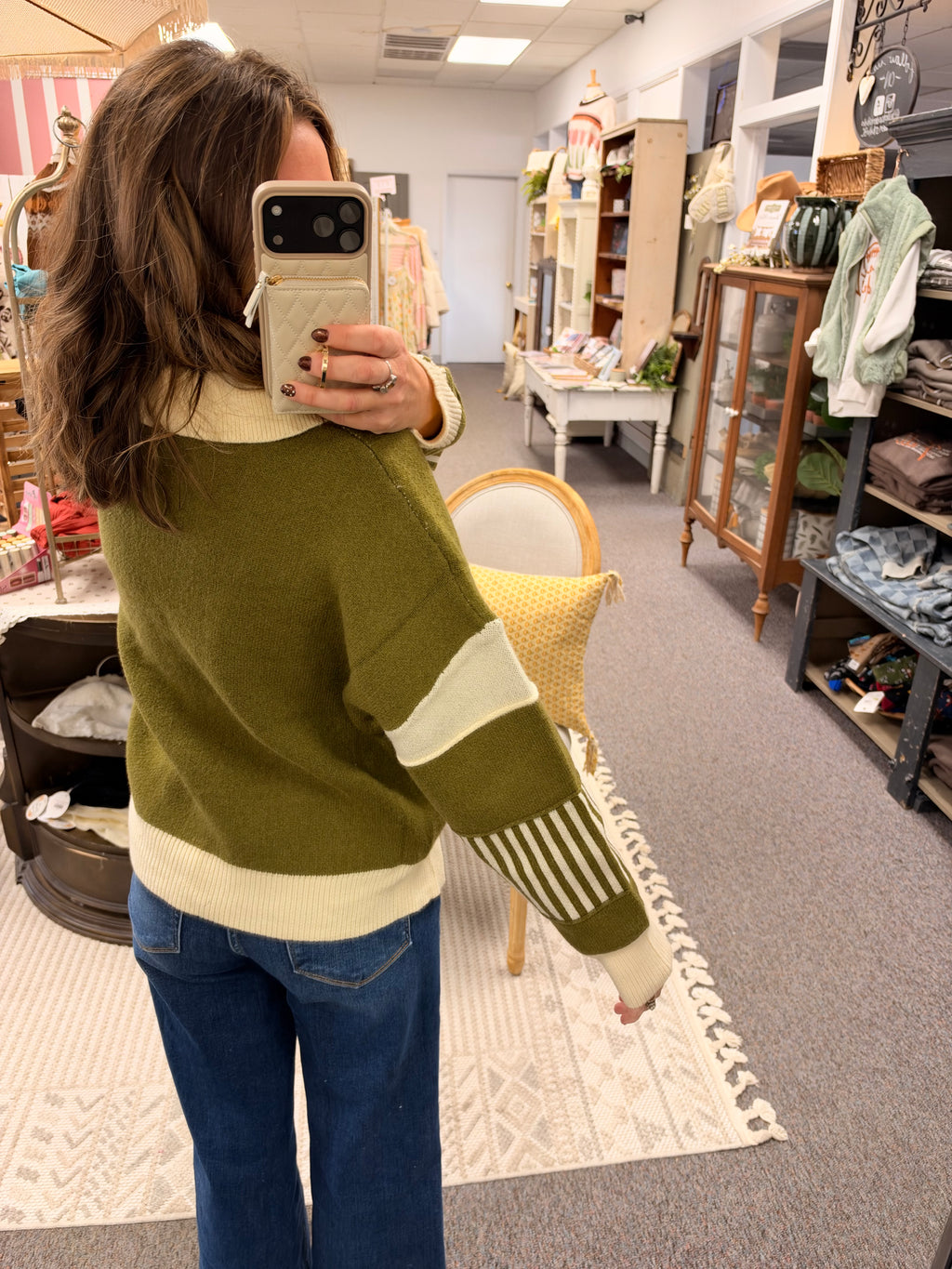 Olive Western Knit Fall Oversized Sweater