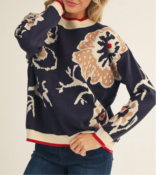 Midnight Garden Floral Sweater