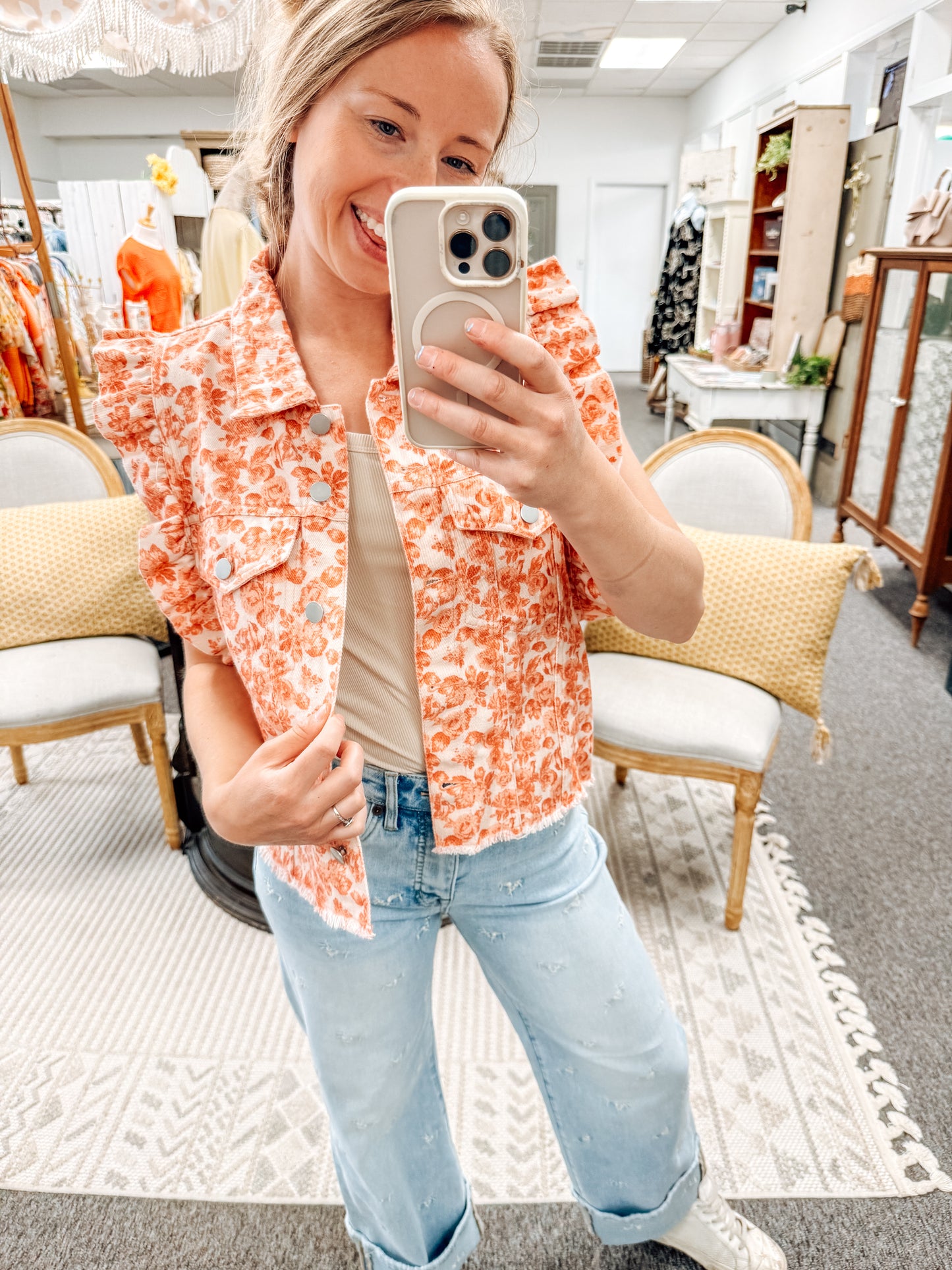 Vintage Feels Ruffle Vest (S-XL)