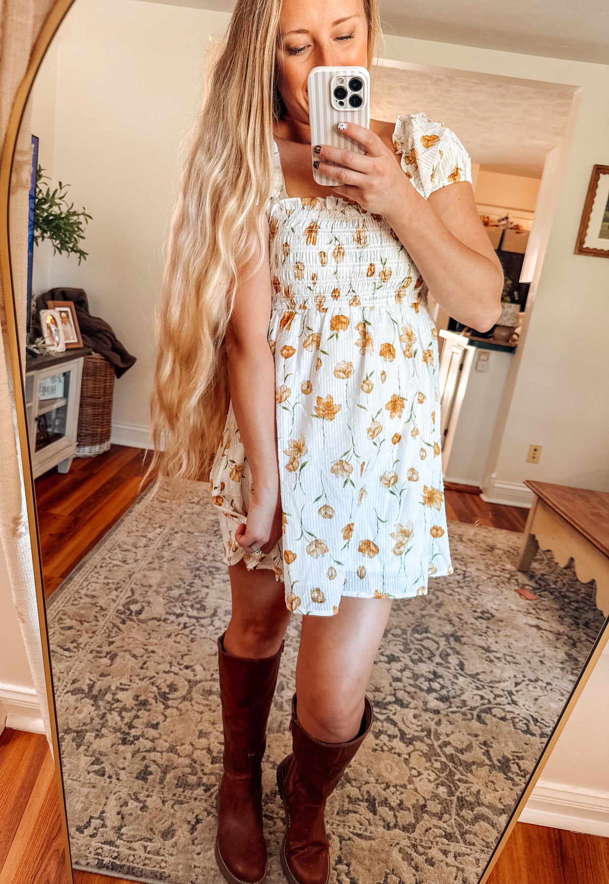 The Rosie Bloom Short Sleeve Dress-Ivory